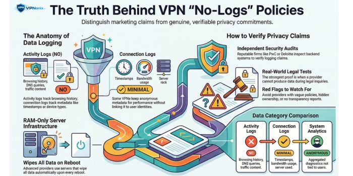 What Is a No-Logs Policy? A Clear Guide to VPN Privacy Claims (2026) 2 no log poliocy infograpic